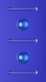 A blue background with a vertical arrangement of three elongated horizontal shapes, resembling bars, and two spheres placed between the bars. The spheres have a gradient with shades of blue and white, creating a glossy effect.