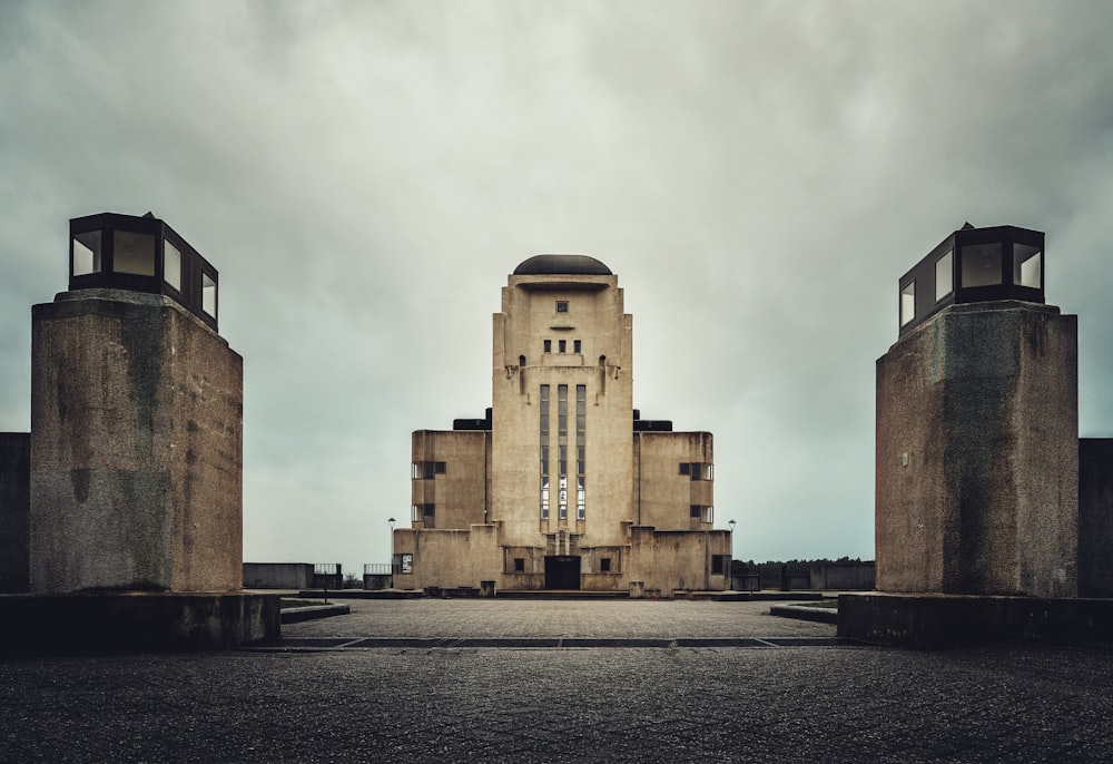 a large building with a clock on the front of it