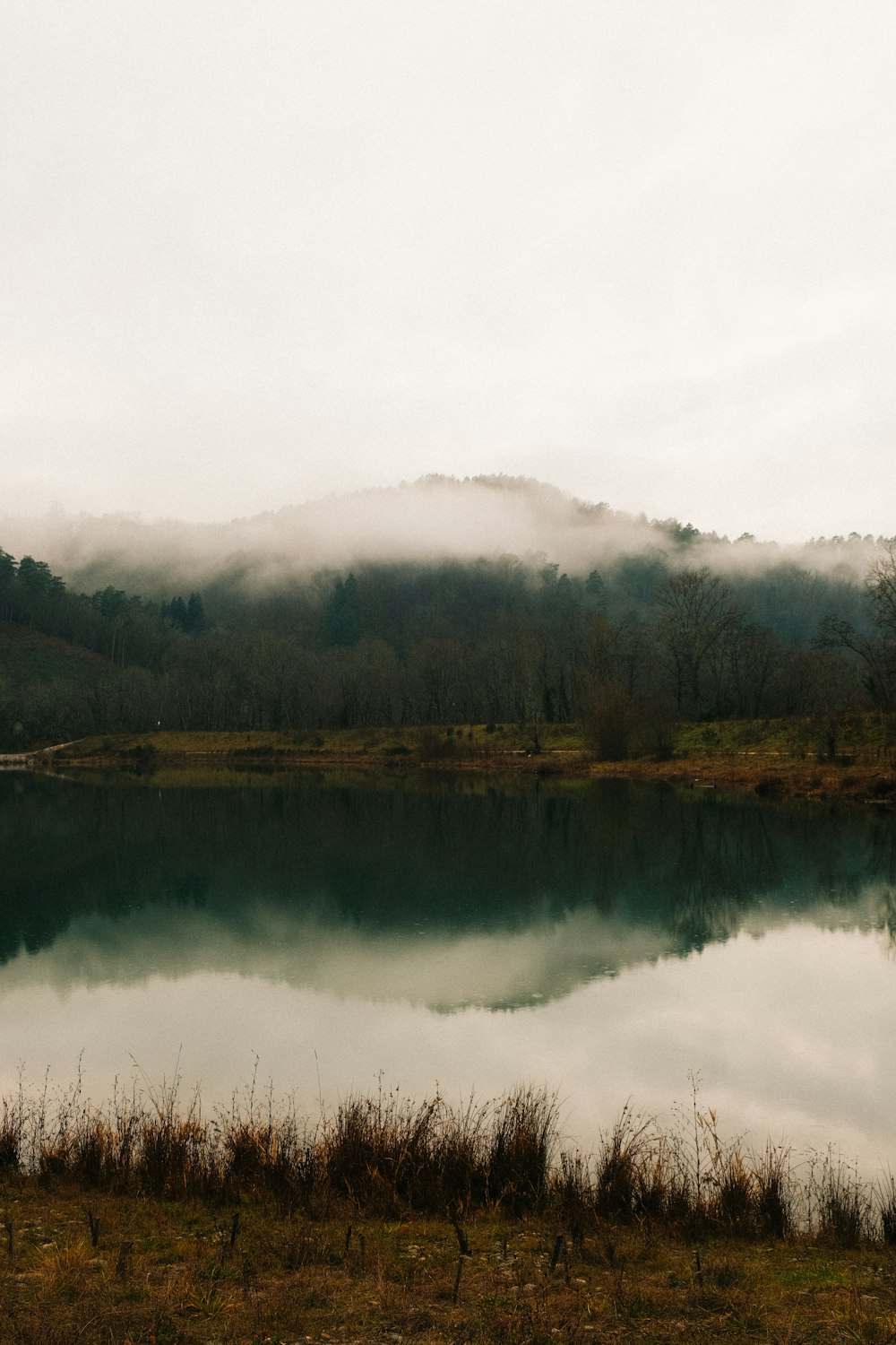 a large body of water surrounded by mountains