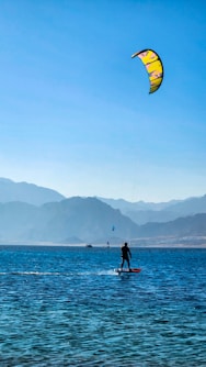 a man riding a surfboard on top of a body of water