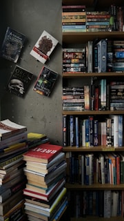 A cozy corner with books and financial resources.
