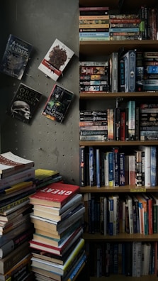 A cozy corner with a selection of religious and cultural books.