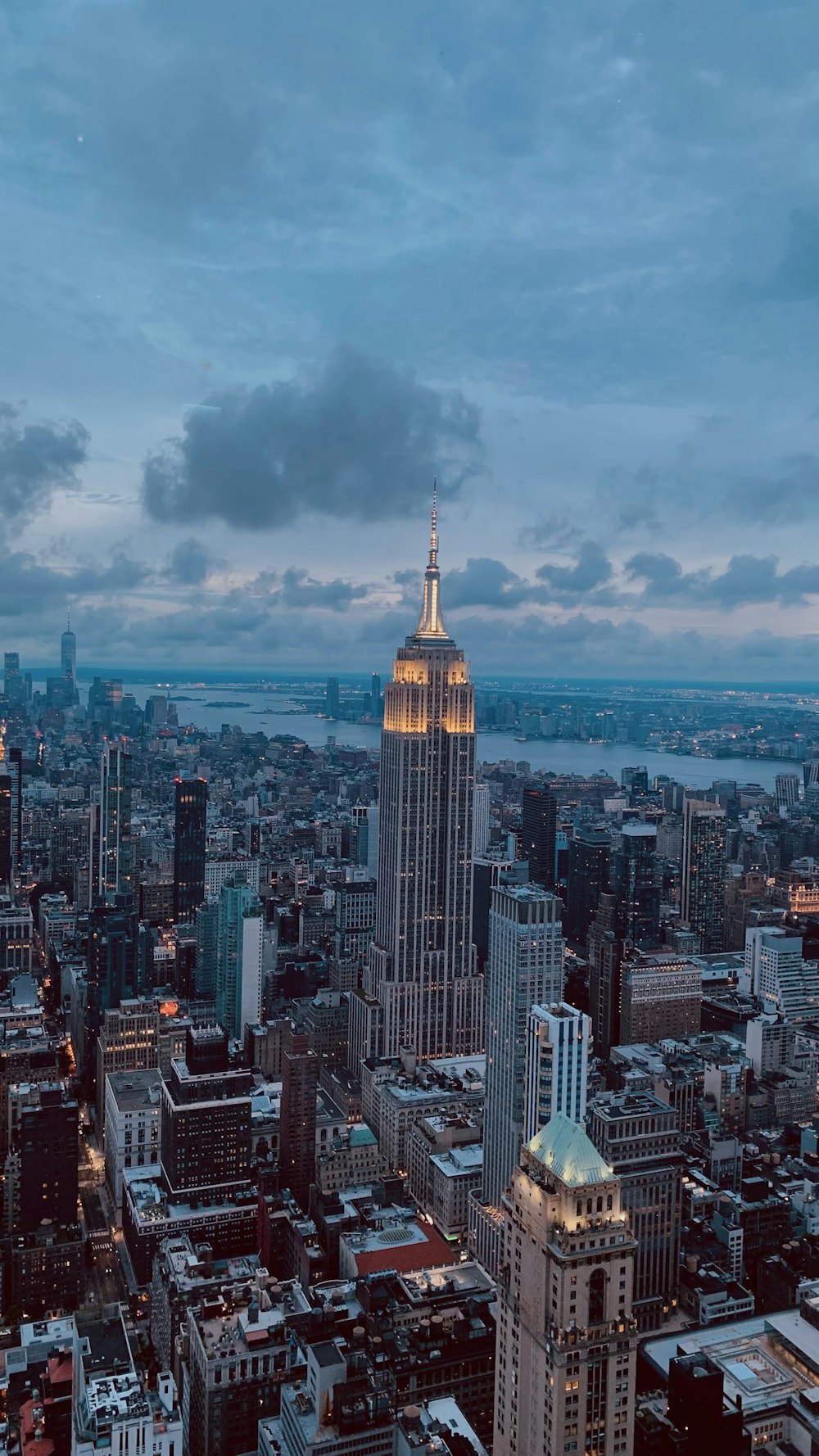 a view of a city with tall buildings