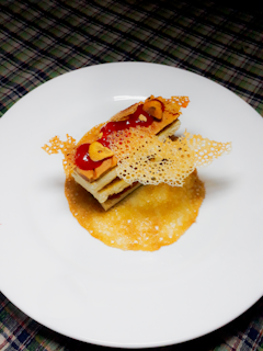 A close-up of a beautifully plated traditional dessert.