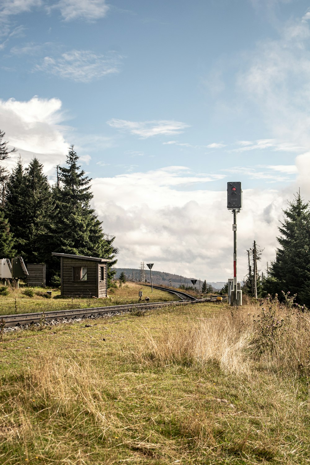 a train traveling through a rural countryside next to a forest