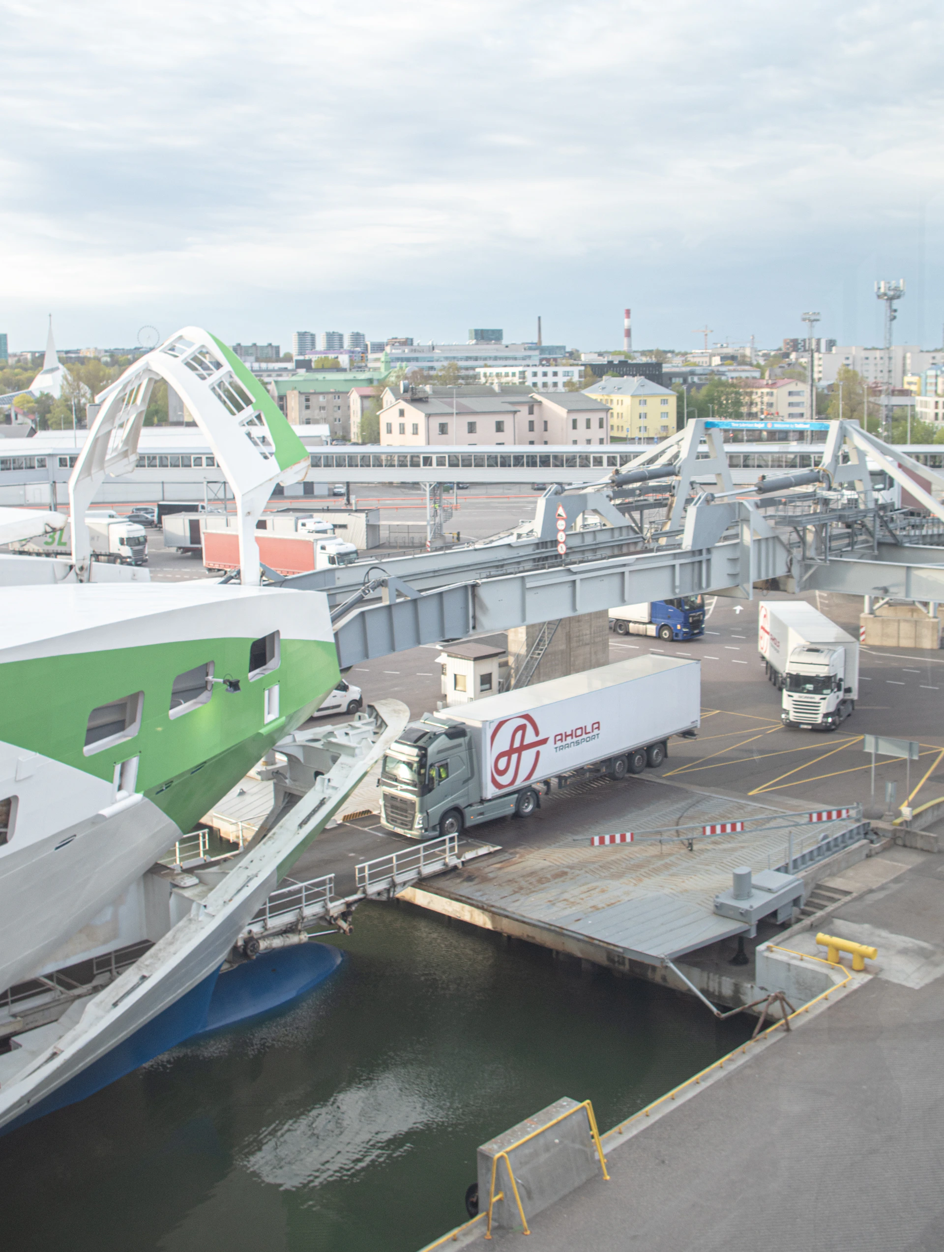 a truck is parked at a loading dock