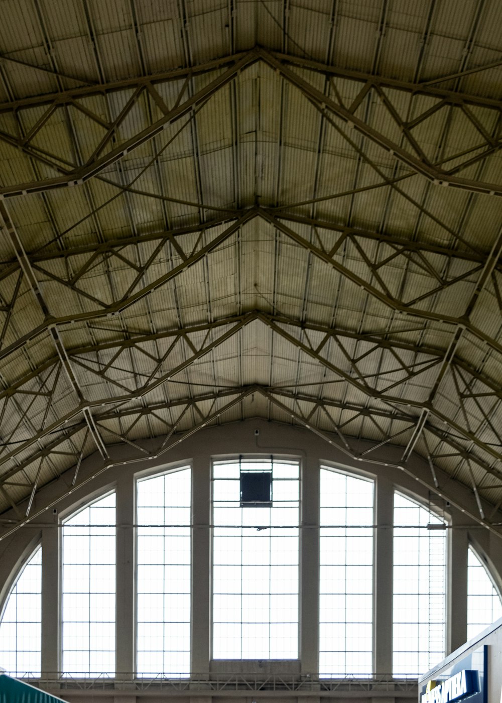 a view of a train station from the inside