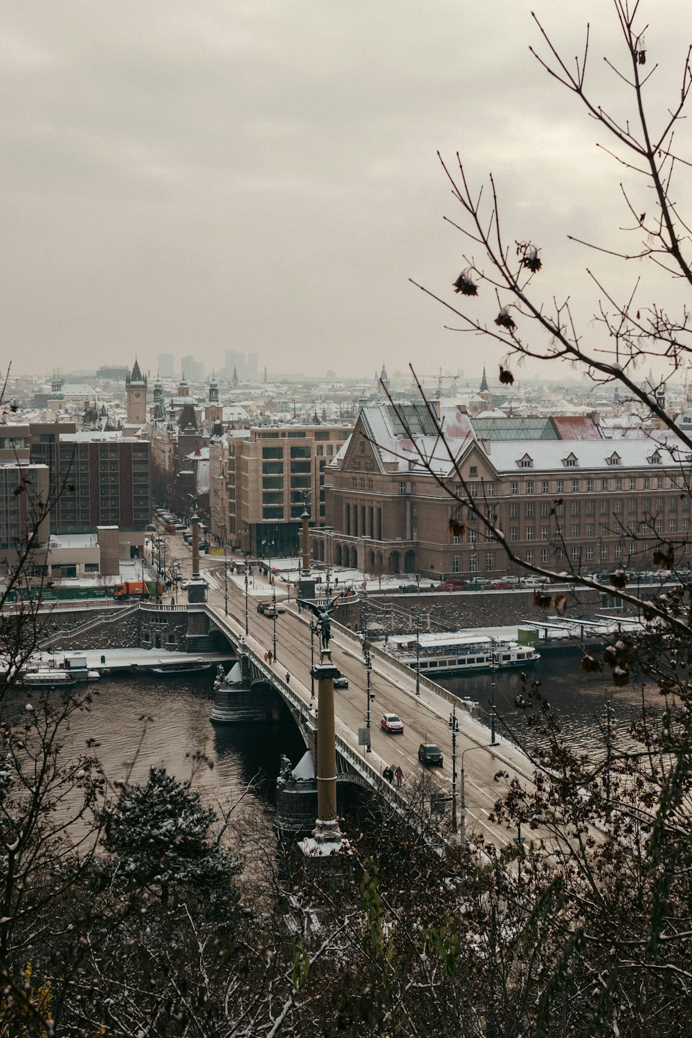 a view of a bridge over a body of water