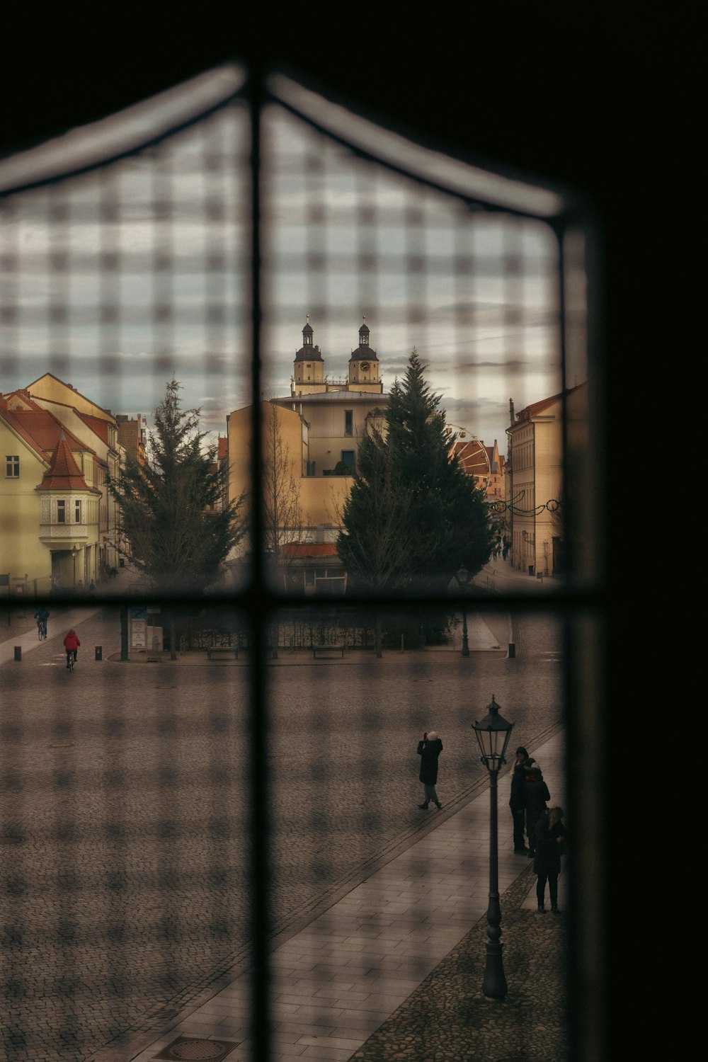 a view of a city through a window