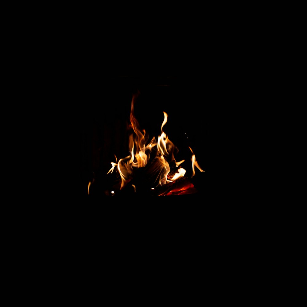 a fire burning in the dark in the dark