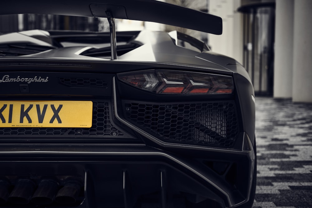 a close up of the front of a sports car