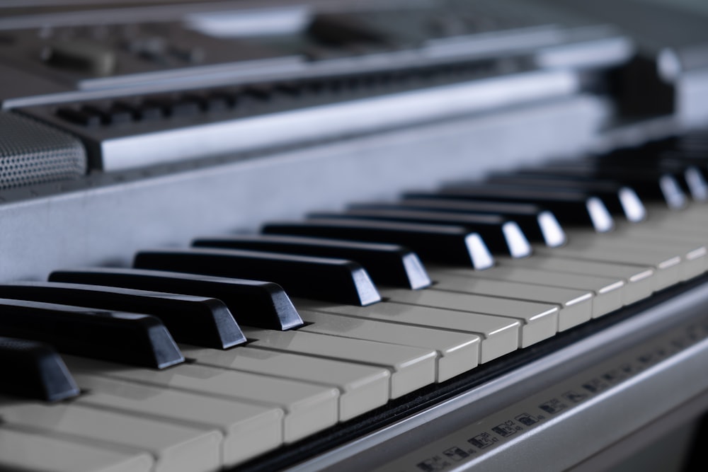 a close up view of a piano keyboard