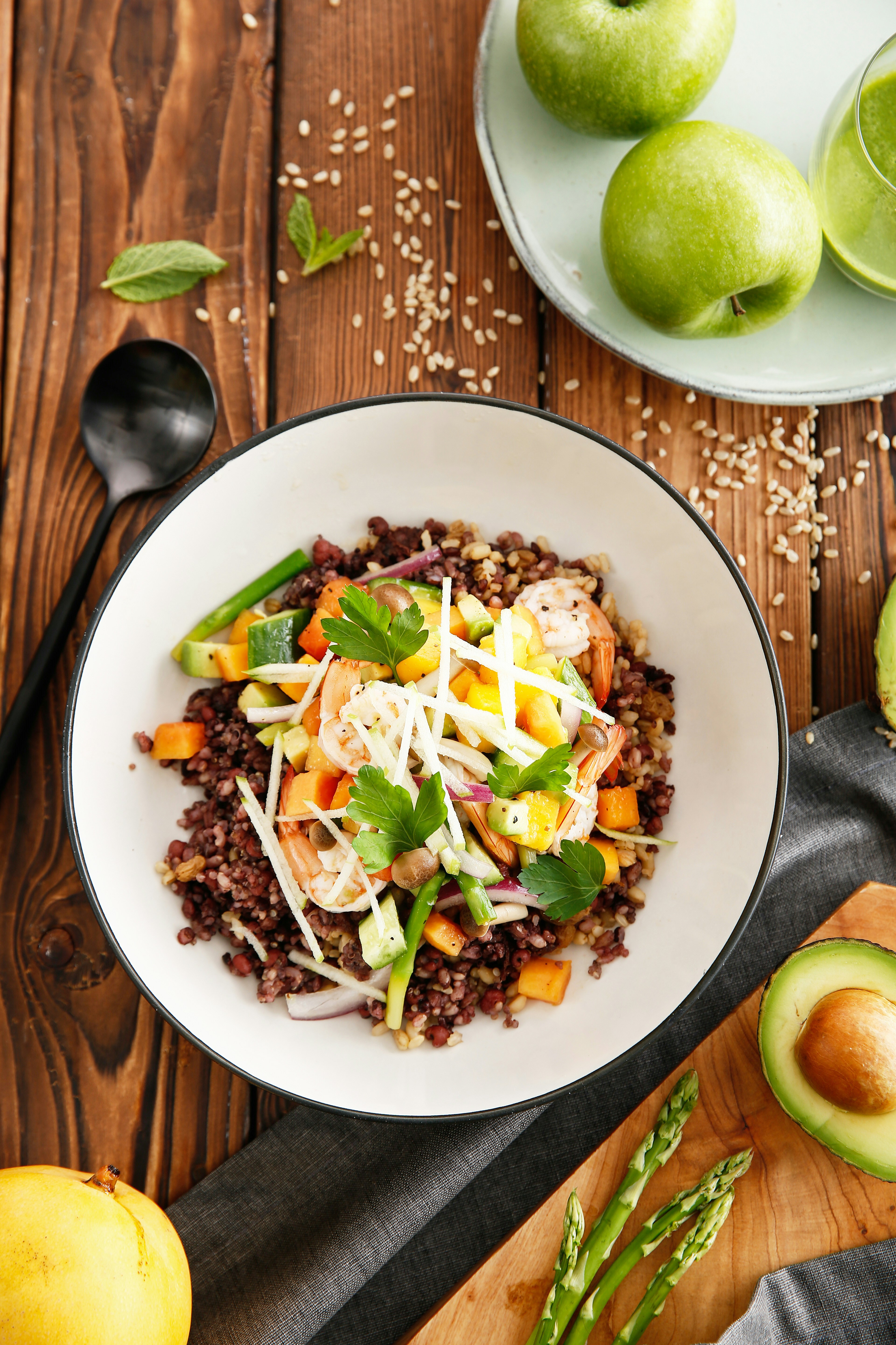 A white bowl filled with rice and vegetables photo – Free Food Image on ...