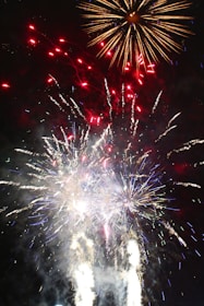 a bunch of fireworks are lit up in the night sky