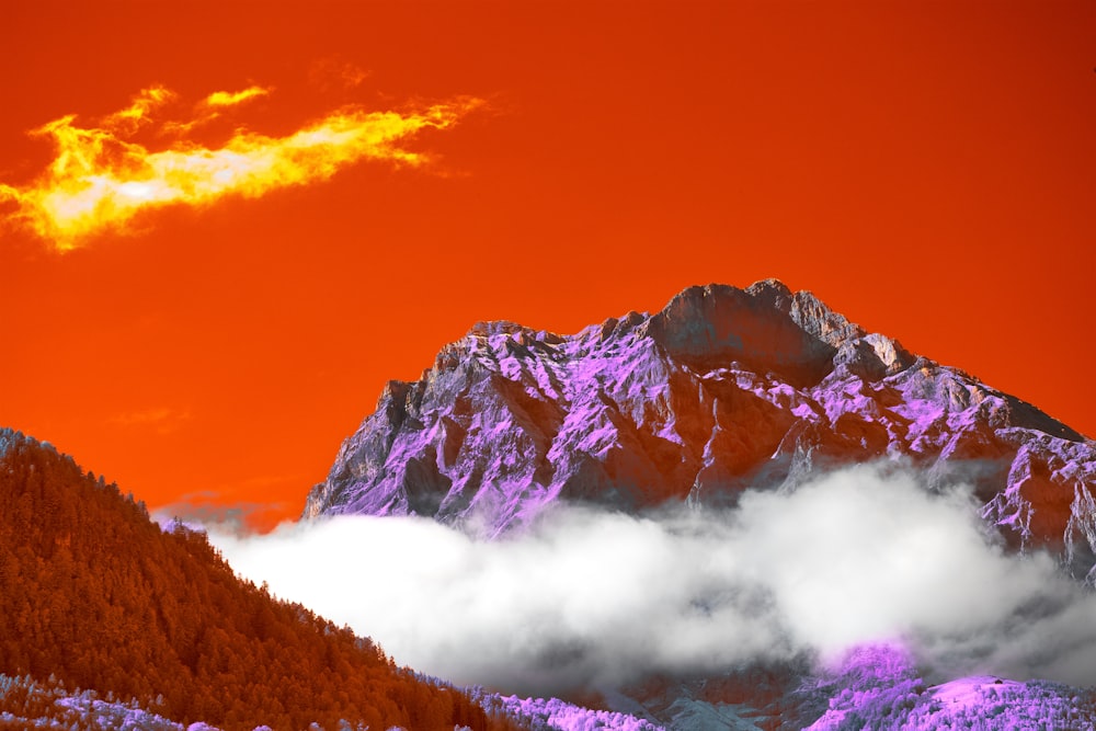 a red sky and some clouds and a mountain photo – Free Landscape Image on  Unsplash
