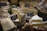 Various types of cheese are displayed on a counter, each labeled with tags that include their names and prices. The cheeses are of different shapes, some round and some cut into wedges, showcasing textures like creamy interiors and moldy rinds.