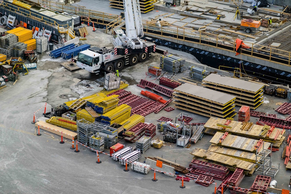 a construction site with a crane and construction equipment