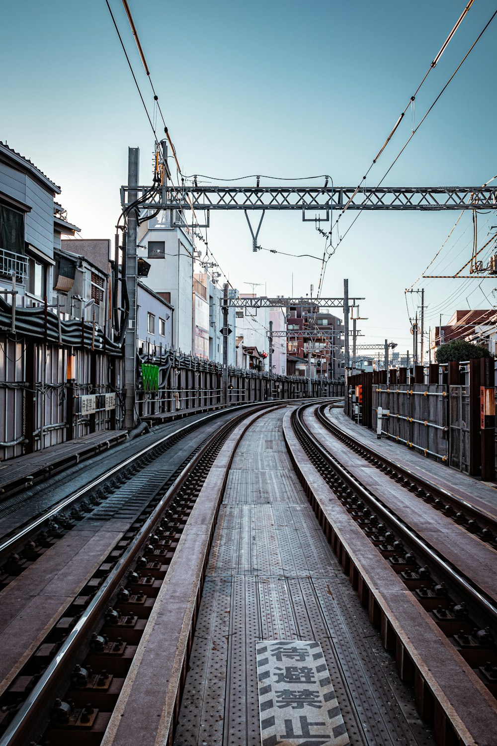 a view of a train track from a distance