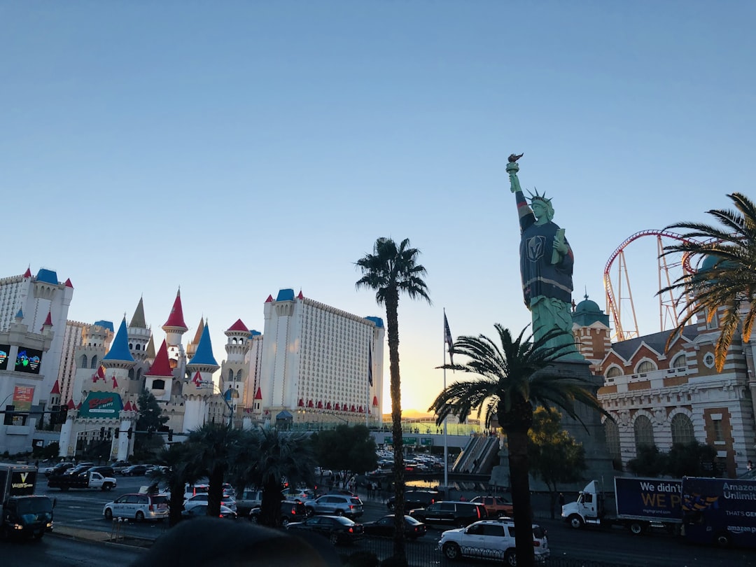 a statue of liberty in the middle of a city,