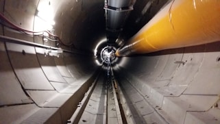 a view of the inside of a train tunnel