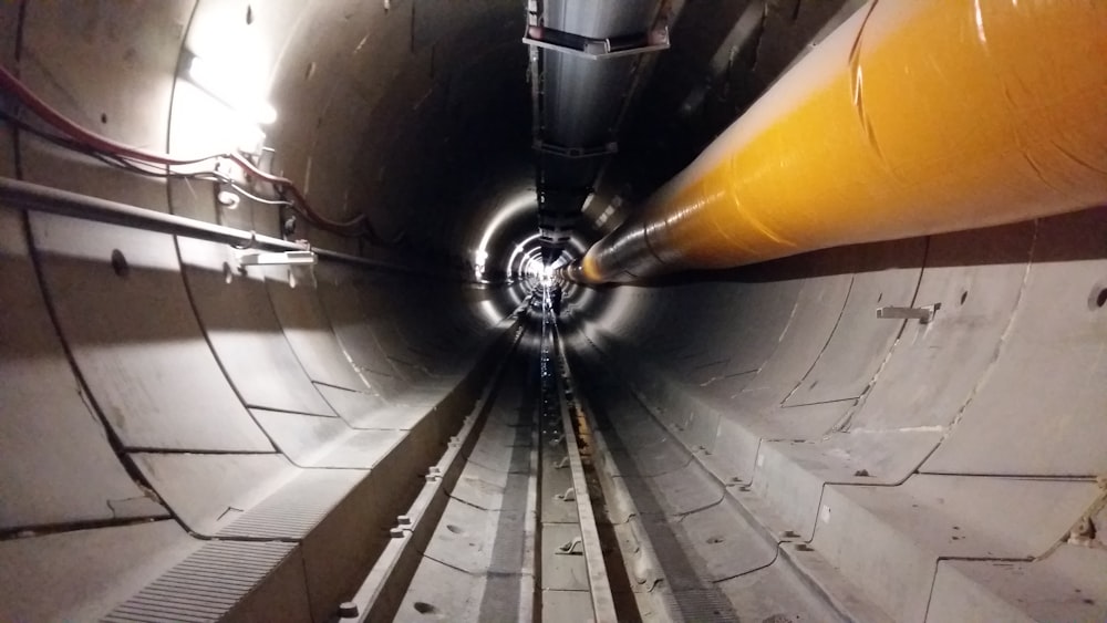 a view of the inside of a train tunnel