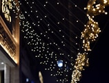 A festive backdrop featuring twinkling fairy lights for events.