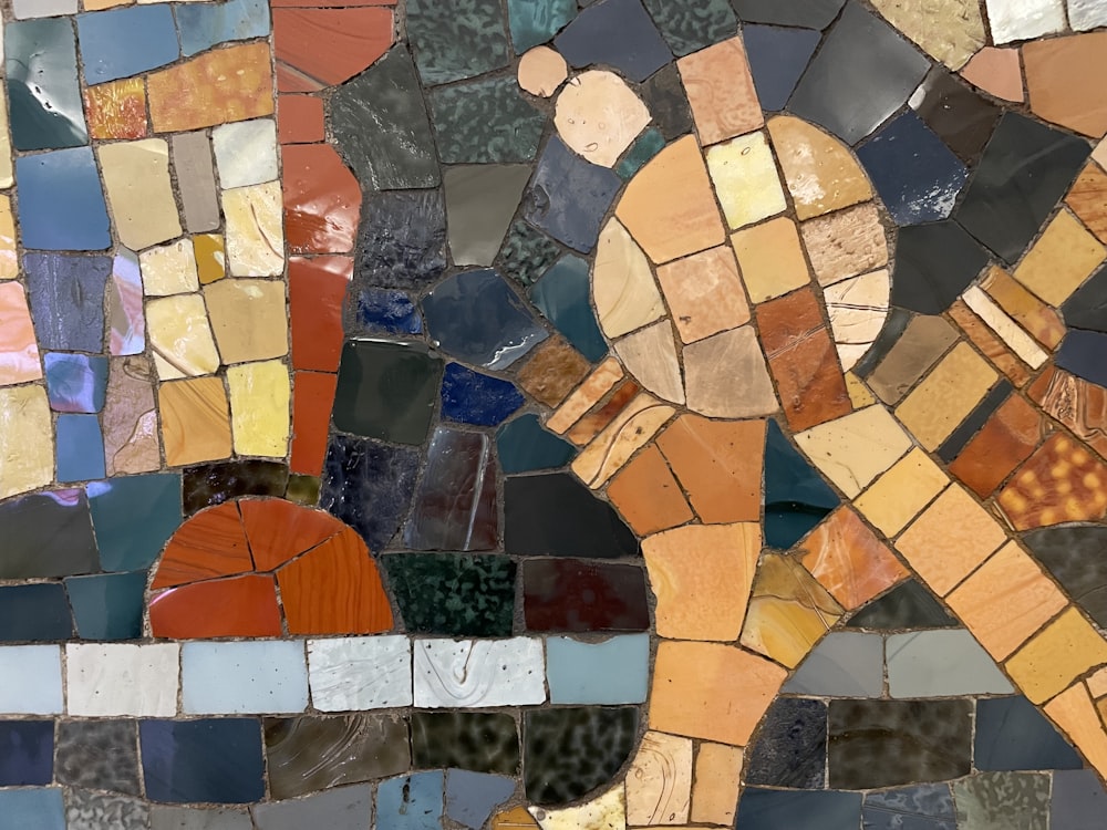 a close up of a mosaic of a person