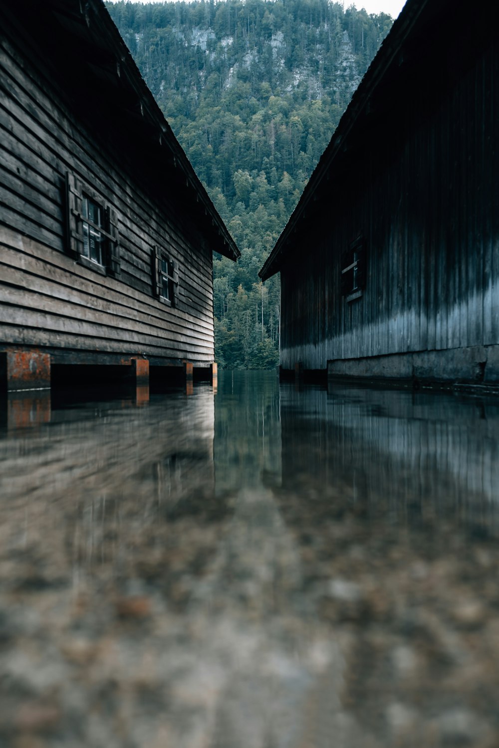 a couple of houses that are in the water