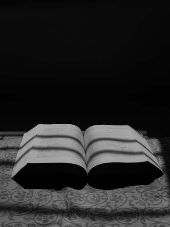 Close-up of an open Above the Sun Book with sunlight casting gentle shadows on the pages.