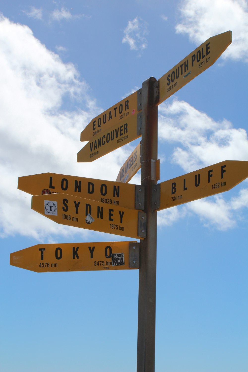 a pole with a bunch of street signs on it