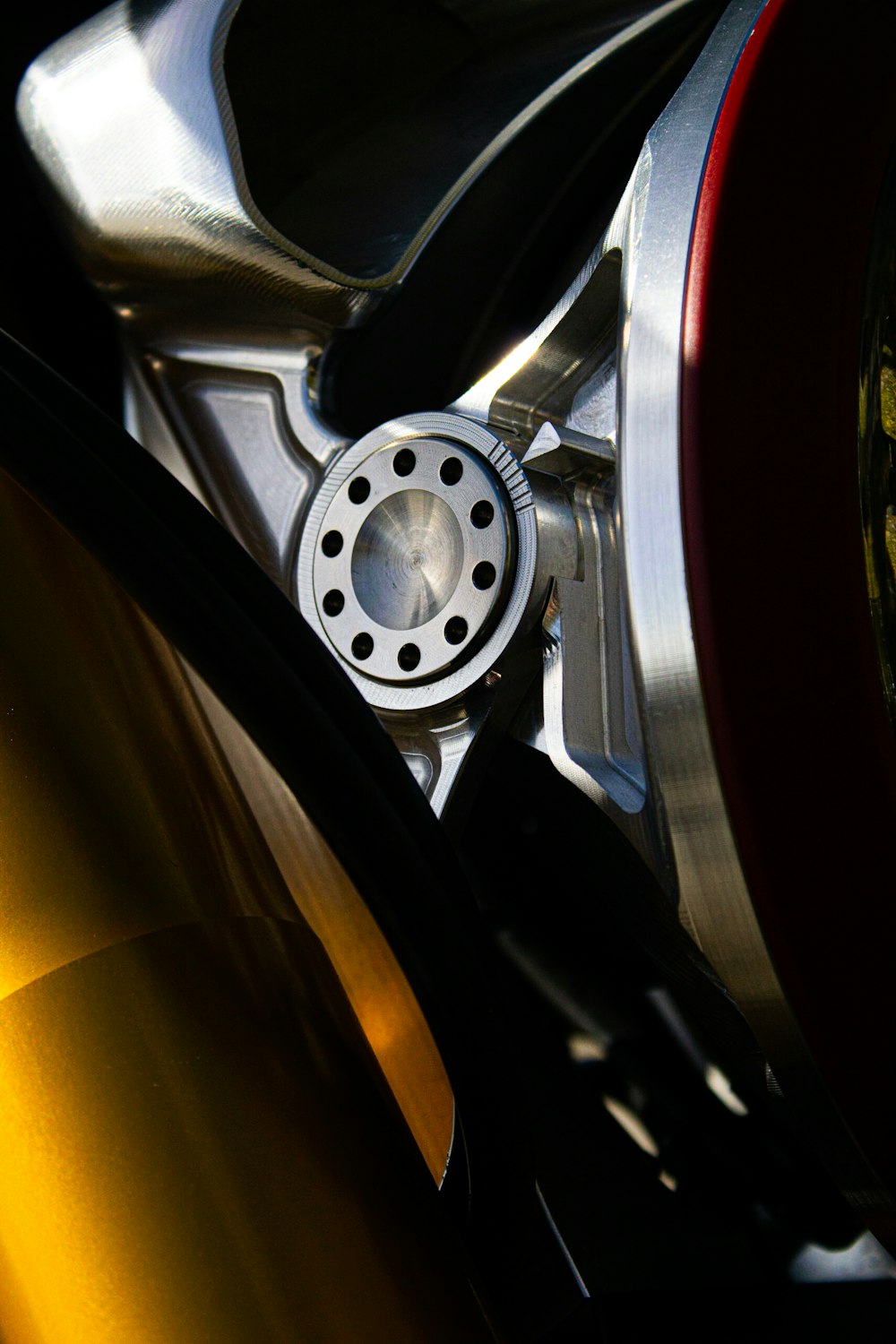 a close up of a brake on a motorcycle