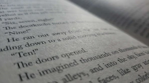 Close-up of an e-book page featuring engaging typography and illustrations.