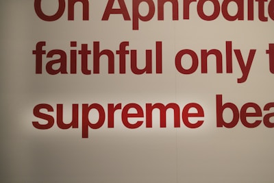 Red text on a clean white background with parts of words and sentences visible, including 'faithful only to' and 'supreme bea'. The text is large and bold.