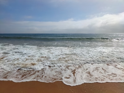 A tranquil scene of waves gently lapping at the shore.
