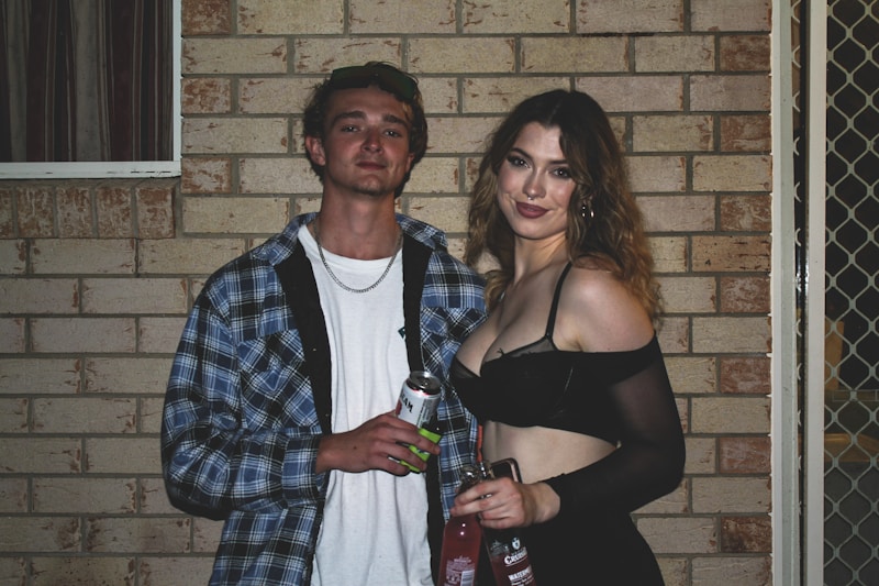 Fashionable couple side by side