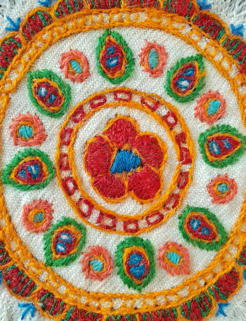 a close up of a crocheted doily