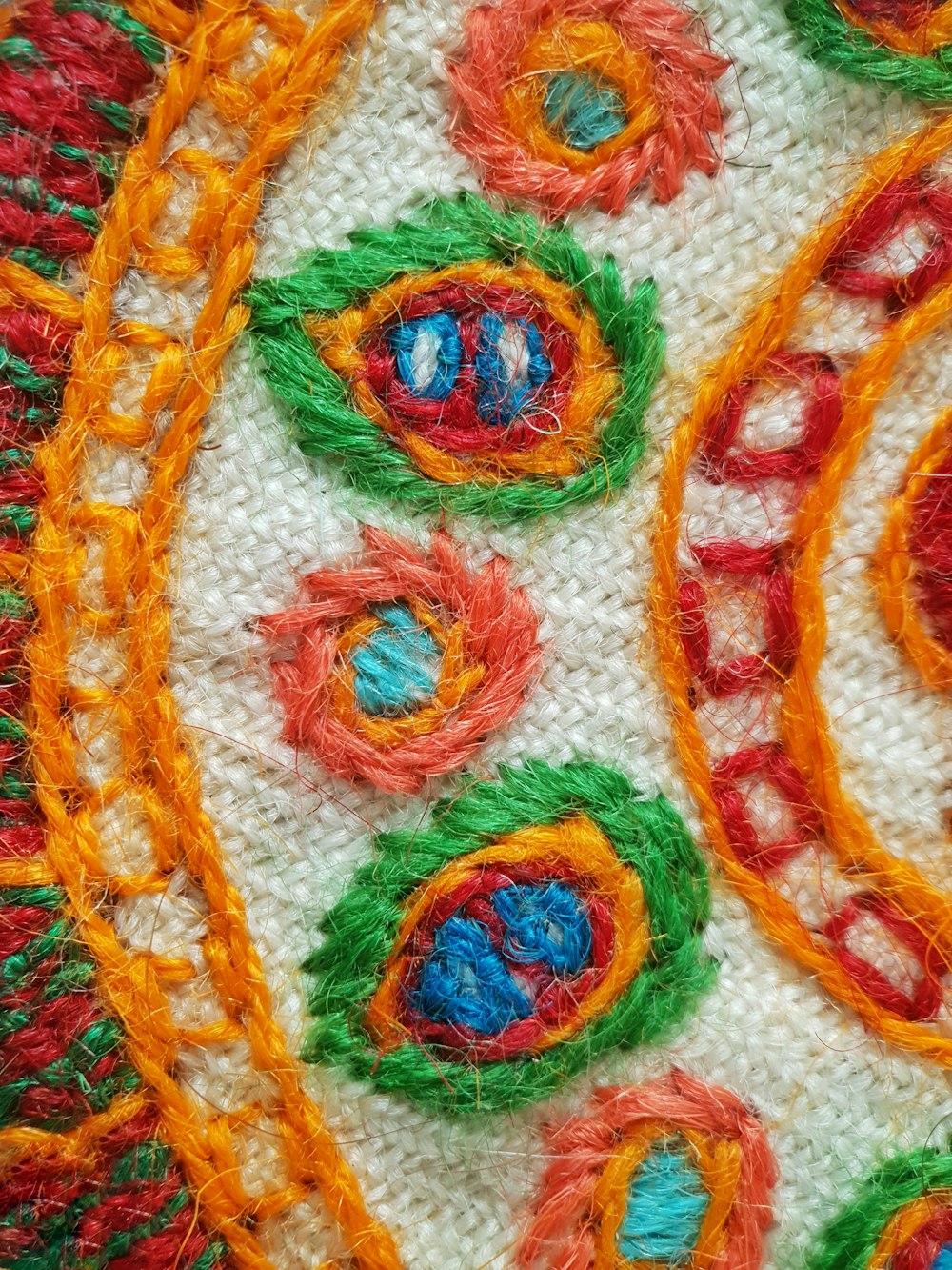 a close up of a piece of art made of yarn