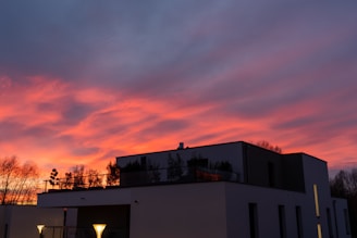 Modern residential building exterior in Istanbul at sunset