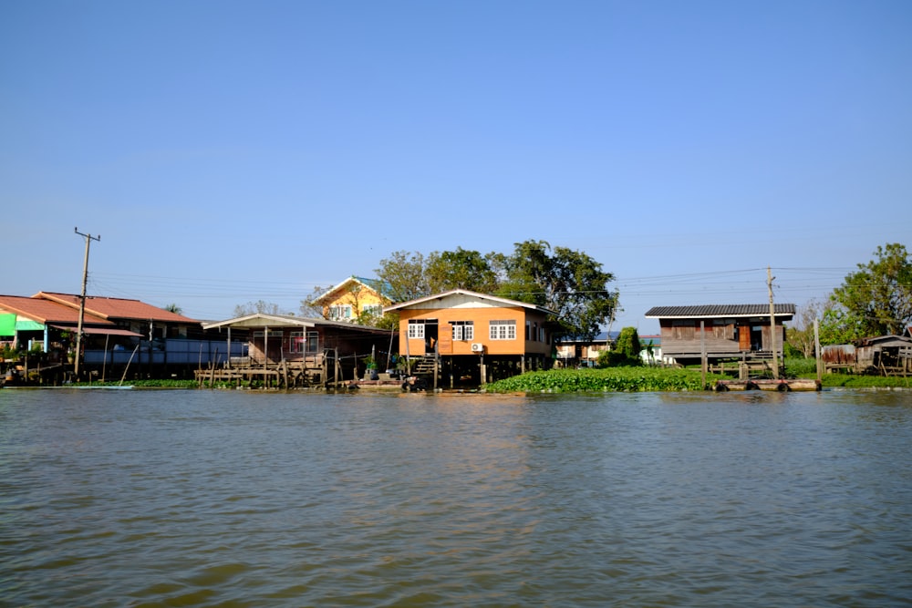 a body of water with houses on it