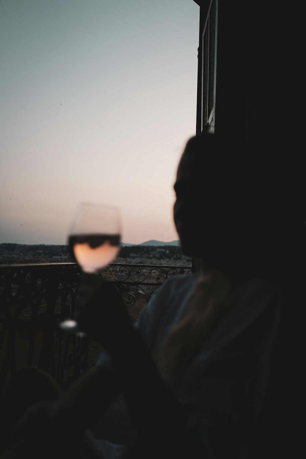 a person holding a glass of wine in their hand