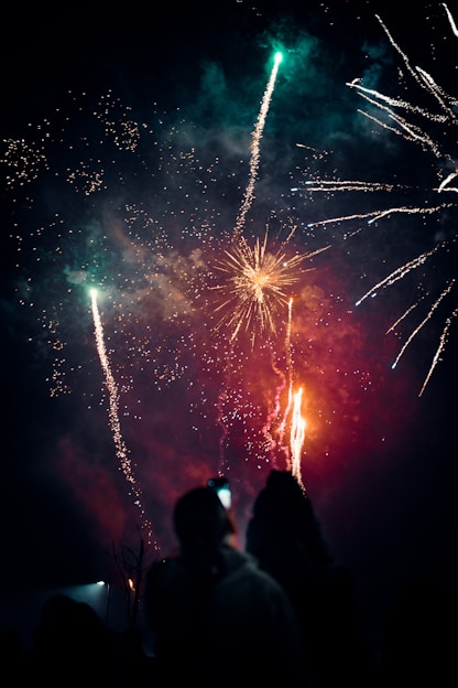 a group of people watching a fireworks display