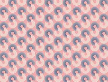 A pattern of stylized, interlocking 'S' shapes in soft pastel tones. The shapes are evenly distributed across the canvas, creating a geometric tessellation effect. The overall composition has a retro and abstract aesthetic.