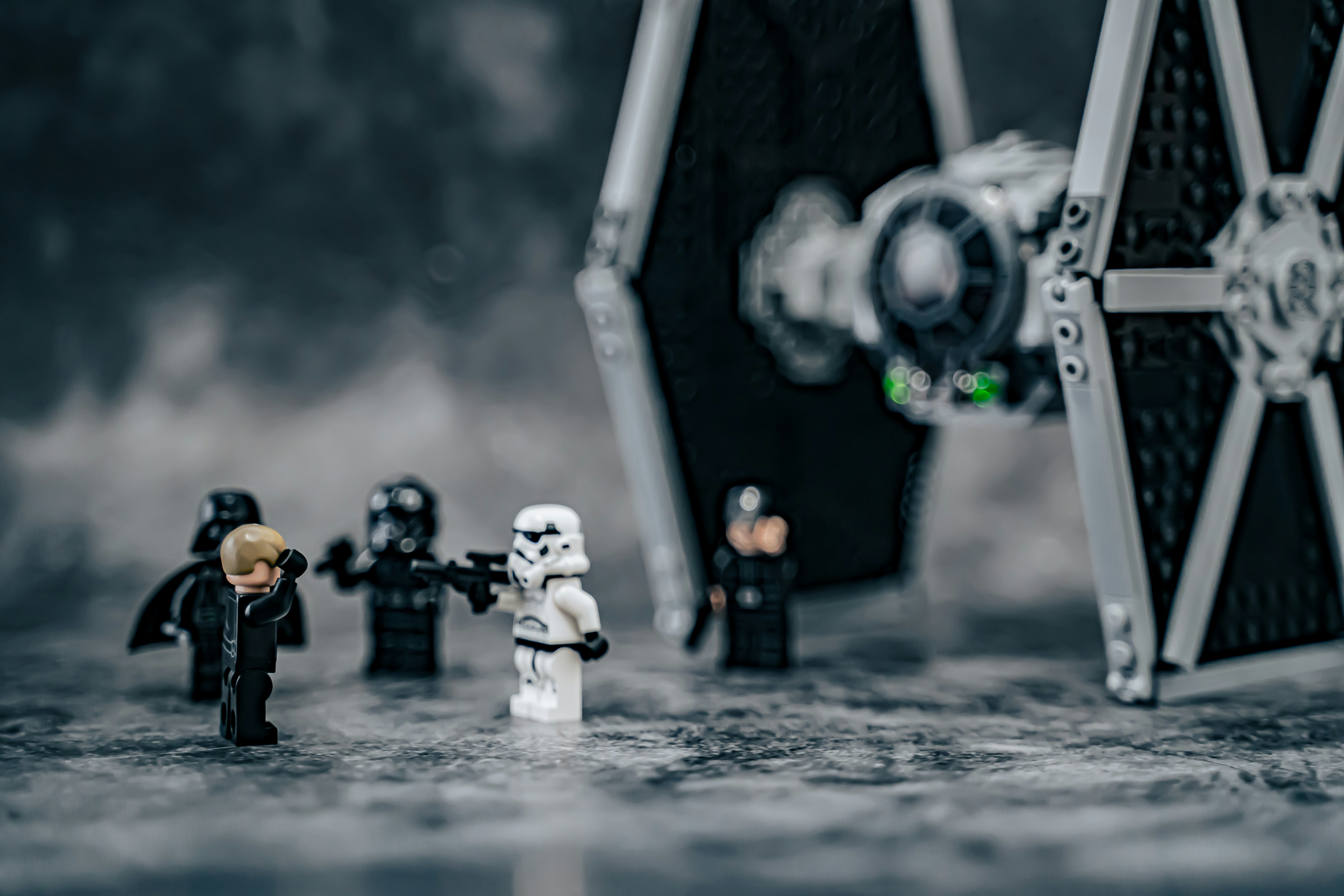 a star wars scene with legos and a lego darth vader