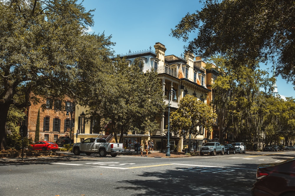 a street with cars parked on the side of it