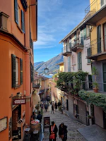 A picturesque view of the Alimentari Anghileri store by Lake Como.