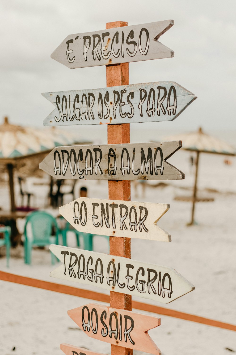 a wooden sign with many different signs on it