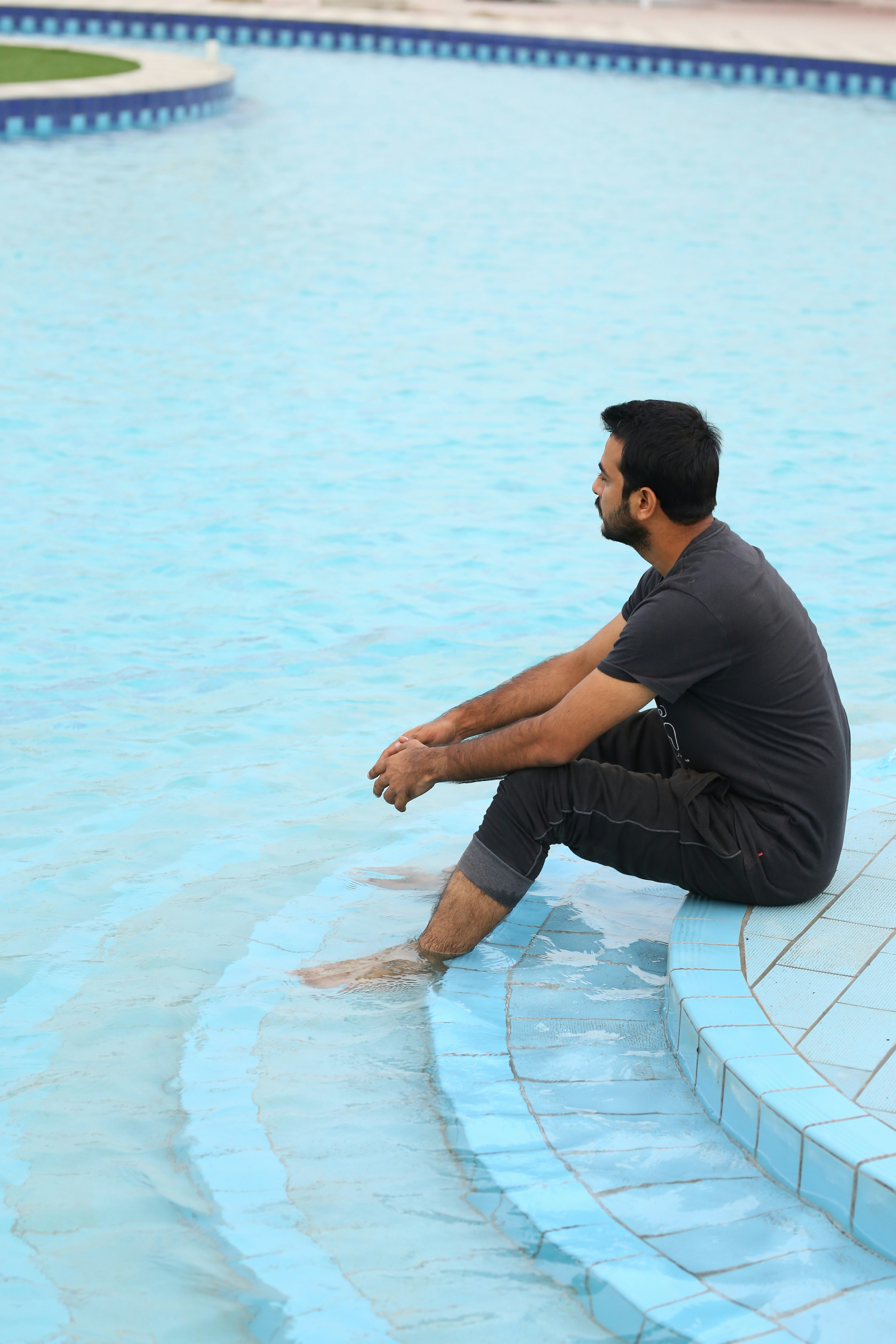 Person engaging in aquatic therapy in a pool