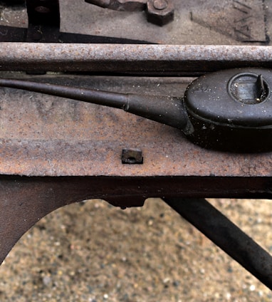 a close up of a rusted metal object