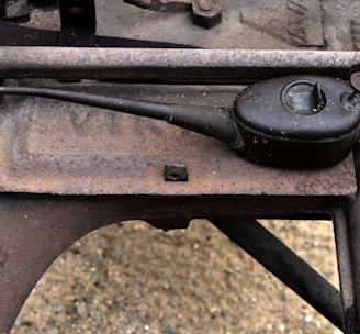 a close up of a rusted metal object