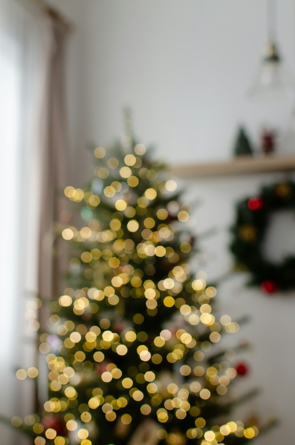 a small christmas tree in a living room